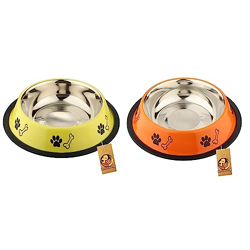 Foodie Puppies Stainless Steel Dog Bowl Combo - (Large, 1800ml) Food &