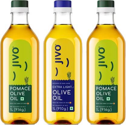 JIVO EXTRA LIGHT 1L+POMACE 1L+POMACE 1L (PACK OF 3) 3L OLIVE OIL PLAST
