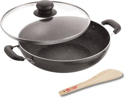 iVBOX induction-Base 24cm Non Stick with Glass Lid Kadhai 24 cm diamet
