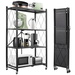 ABOUT SPACE FOLDABLE KITCHEN STORAGE RACK - 4 TIER SPACE SAVING METAL