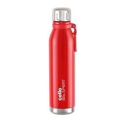 CELLO BENTLEY STAINLESS STEEL FLASK, 600ML, RED | 24 HOURS HOT AND COL