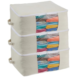 AMAZON BRAND - SOLIMO COTTON SAREE STORAGE BAG | BREATHABLE CANVAS MAT