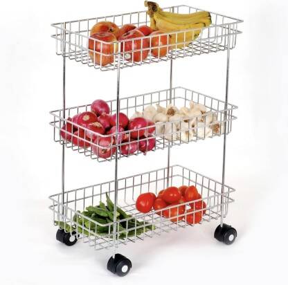 PRERNA Stainless Steel Kitchen Trolley(Pre-assembled)
