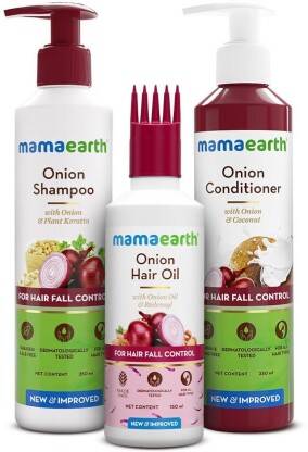 Mamaearth Anti Fall Spa Range with Onion Hair Oil + Shampoo + Conditi