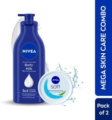 NIVEA Nourishing Body Milk, 600ml & Soft Moisturizing Cream, 300ml(900