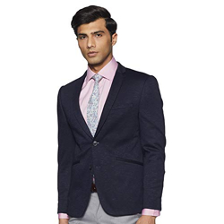 Van Heusen Men's Slim Fit Notch Lapel Blazer (VDBZESKF808279_Dark Blue
