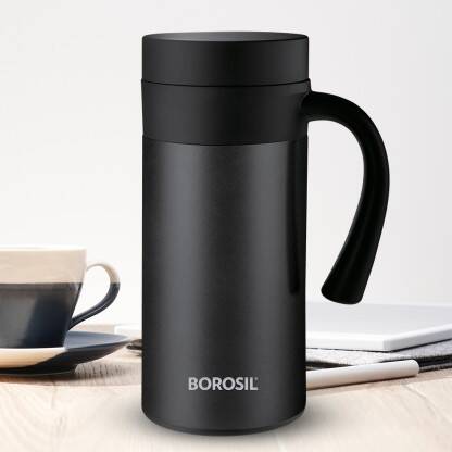 BOROSIL CAF TIME STAINLESS STEEL VACUUM INSULATED MUG, 10 HRS HOT & CO
