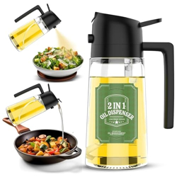 TEKCOOL 500ML 2 IN 1 OLIVE OIL SPRAYER AND OIL DISPENSER BOTTLE FOR KI