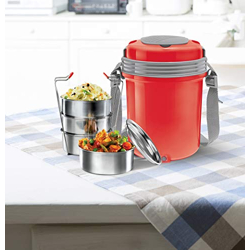 MILTON Electron Stainless Steel Tiffin Box Set, 360 ml/158 mm, Set of
