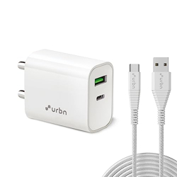 URBN 20W QCPD Dual Wall Adapter with USB Type C Cable | Ultra Compact
