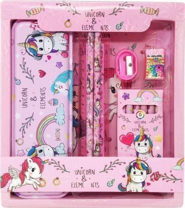 TinyTales Stationery Unicorn Art Metal Pencil Box(Set of 1, Pink)