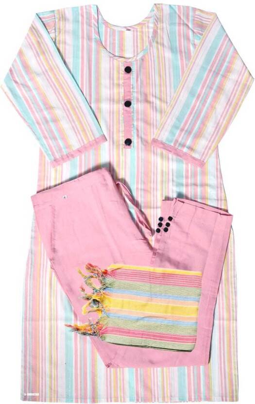 Cotton Khadi Kurti Pant WITH DUPATTA Striped Kurta, Trouser/Pant & Dup