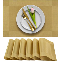 Crasts Placemats Dining Table Place Mats, PVC Material, Non-Slip, Heat