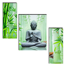 Indianara Set of 3 Gautam Buddha MDF Art Painting (2096 FLa) without g