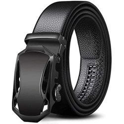 ZORO MEN'S VEGAN LEATHER BELT FOR MEN, FORMAL/CASUAL,AUTOLOCK,BLACK |