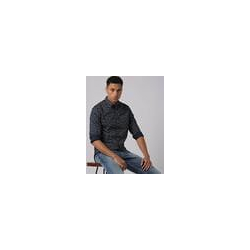 Men Printed Slim Fit Shirt with Spread Collar