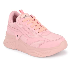 ROWLANS Women's Pink Mesh Lace-up Lightweight Sports/Gym/Running Shoes