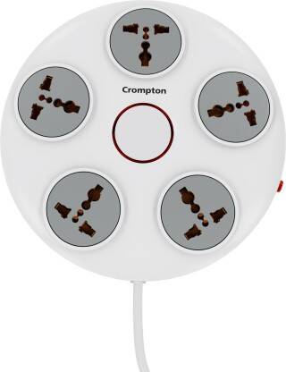 Crompton Power C 5 Socket Extension Boards(White, Grey, 2 m)