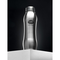 Cello Aqua Pro Set of 1 Silver Stainless Steel Water Botlle- 1 L