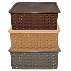 Kuber Industries Multipurpose Solitaire Storage Basket with Lid|Strong