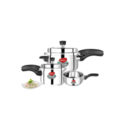 Pigeon Set of 3 Stainless Steel Outer Lid Pressure Cooker Combo with I