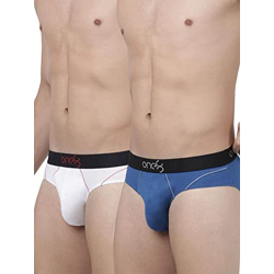 ONE8 by Virat Kohli Men's Cotton Brief (Pack of 2) (103B_White/Royal B