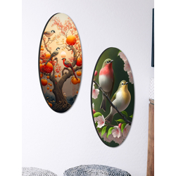SAF Black & Orange 2 Pieces Wildlife Animal Wall Arts
