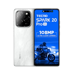 TECNO SPARK 20 PRO 5G (GLOSSY WHITE, 8GB+256GB)| 108MP ULTRA CLEAR IMA