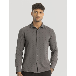 Snitch Men Smart Spread Collar Solid Slim Fit Casual Shirt