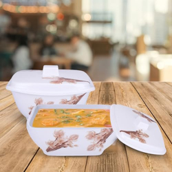 USHA SHRIRAM Melamine Big Serving Bowl with Lid (2 Pcs - 1.4L Each) |R
