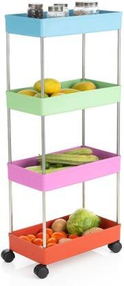 HUMBLE KART Dish Drainer Kitchen Rack Plastic 4 Tier Storage Kitchen O