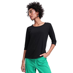 Bewakoof Women's Solid 100% Cotton T-Shirt - Slim Fit, Round Neck, 3/4