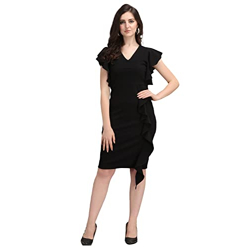 SHEETAL ASSOCIATES WOMEN'S SHORT SLEEVE V-NECK BODYCON CASUAL MINI DRE