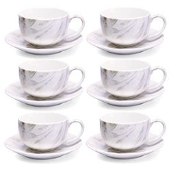 Treo by Milton Marble Cup and Saucer Set of 12, Marble Grey | Tea | Co