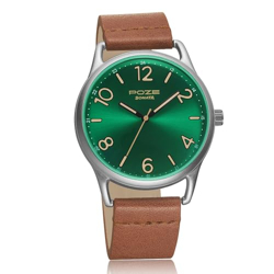 Sonata Poze Quartz Analog Green Dial PU Leather Strap Watch for Men-SP