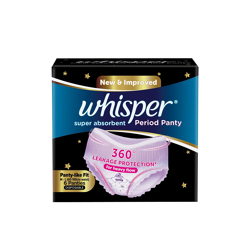 WHISPER SUPER ABSORBENT DISPOSABLE PERIOD PANTIES - SIZE M-L - 6 PCS