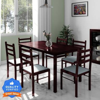 Flipkart Perfect Homes Capri Solid Wood 6 Seater Dining Set(Finish Col