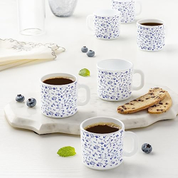 Larah by Borosil Blue Spring Opalware Mug, Set of 6 Tea/Coffee Mugs, 1