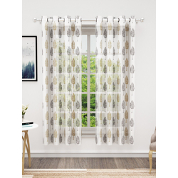 Bedspun Cosmo White & Black 2 Pieces Floral Sheer Window Curtains