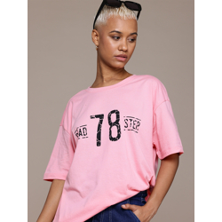 Roadster Typography Printed Drop-Shoulder Sleeves T-shirt