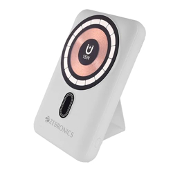 ZEBRONICS MW62 Wireless Power Bank, 10000 mAh, Rapid Charge, Built-in