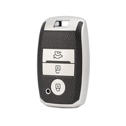 JVCV Premium Soft TPU Leather Pattern Key Cover Compatible with Kia Se