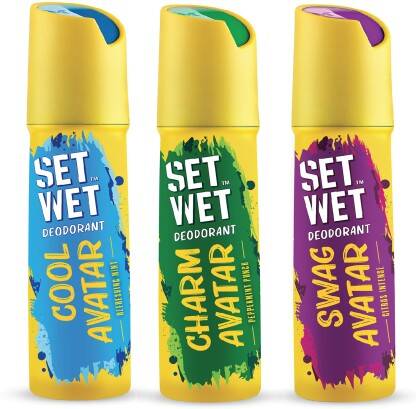 SET WET Cool, Charm and Swag Avatar Deodorant Spray - For Men(450 ml