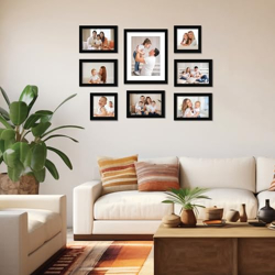 Amazon Brand - Solimo Wall Photo Frames Set of 8 | Plexi Glass | Frame