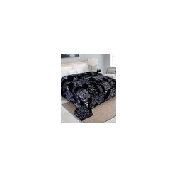 Printed Queen-Size Blanket with Stitched Detail