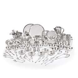 Neelam Stainless Steel Dinner Set, 24 Gauge Premium Quality, 75 Pieces