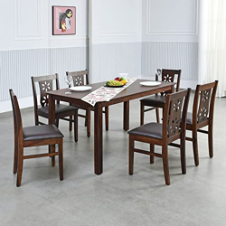 @HOME BY NILKAMAL RIGEL 6 SETAER SOLID WOOD DINING SET WITH CHAIRS IN