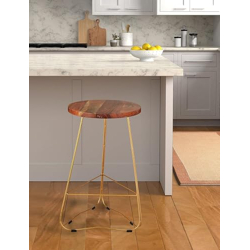 APRODZ Backless Modern Counter Height Bar Stool, 25-Inch, Gold Metal B