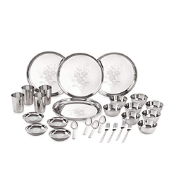 Neelam Stainless Steel 24 Gauge Lazer Etching 28 Pieces Dinner Set, Id