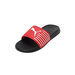 Puma unisex-adult Geo Black-Fiery Red-White Slide Sandal - 8 UK (39453